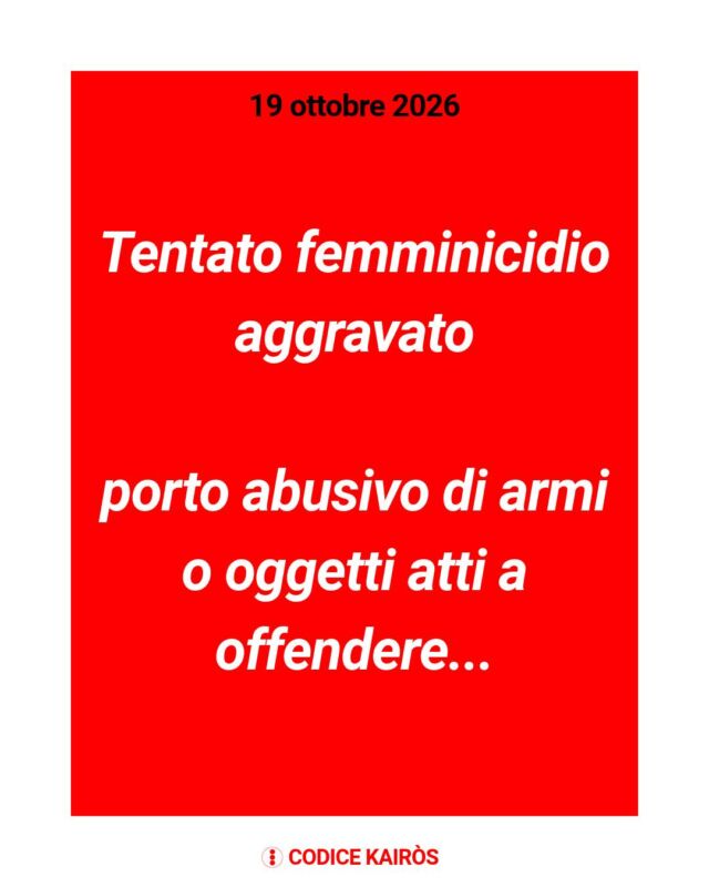 #violenza #aggressione #donna #fuga #storia #CodiceRossoUn uomo.Un coltello.Una donna.Una notte.A Imola, di notte, un uomo di 41 anni sveglia la moglie e le punta un coltello al petto, minacciando di ucciderla.Lei riesce a convincerlo a uscire di casa e riesce a scappare.Un automobilista la soccorre e l'accompagna in caserma.Scatta il Codice rosso.Il marito ha tentato il suicidio ma è sopravvissuto: è stato arrestato con le accuse di tentato femminicidio aggravato e porto abusivo di armi, ed è in attesa dell'udienza di convalida.𝗨𝗻𝗮 𝘀𝘁𝗼𝗿𝗶𝗮 𝗰𝗵𝗲 𝗽𝗲𝗿 𝗳𝗼𝗿𝘁𝘂𝗻𝗮 𝗻𝗼𝗻 𝗳𝗶𝗻𝗶𝘀𝗰𝗲 𝗰𝗼𝗻 𝘂𝗻 𝗻𝗼𝗺𝗲 𝗶𝗻 𝗽𝗶𝘂̀ 𝘀𝘂𝗹𝗹𝗮 𝗹𝗶𝘀𝘁𝗮:lei è riuscita a scappare;qualcuno si è fermato ad aiutarla;il Codice rosso è scattato!E se fossimo noi, quell'automobilista?𝙎𝙚 𝙫𝙞𝙫𝙞 𝙤 𝙘𝙤𝙣𝙤𝙨𝙘𝙞 𝙪𝙣𝙖 𝙨𝙞𝙩𝙪𝙖𝙯𝙞𝙤𝙣𝙚 𝙙𝙞 𝙫𝙞𝙤𝙡𝙚𝙣𝙯𝙖, 𝙘𝙝𝙞𝙖𝙢𝙖 𝙞𝙡 1522, 𝙜𝙧𝙖𝙩𝙪𝙞𝙩𝙤 𝙚 𝙖𝙩𝙩𝙞𝙫𝙤 24 𝙤𝙧𝙚 𝙨𝙪 24.#violenzasulledonne #patriarcato #culturapatriarcale #tentato #femminicidio #1522#CodiceKairòs